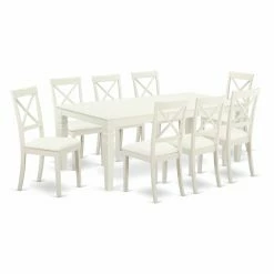 Best Pirce 🎉 Casual Dining Sets East West Furniture Logan 9 Piece Rectangular Dining Set With Faux Leather Chairs 🛒