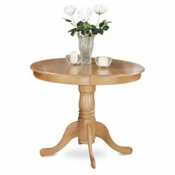 Best Pirce 🔔 East West Furniture Antique 5 Piece Round Dining Table Set With Wood Seat Chairs 🛒
