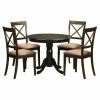 Hot Sale ⭐ Kitchen & Dinette Sets East West Furniture Antique 5 Piece Pedestal Round Dining Table Set With Boston Microfiber Seat Chairs 🎁 -Kitchen Sales Store masterEASE189