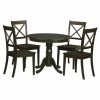 Cheapest ⭐ East West Furniture Antique 5 Piece Pedestal Round Dining Table Set With Boston Wooden Seat Chairs 😉 -Kitchen Sales Store masterEASE190