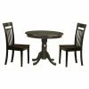 Wholesale 😉 East West Furniture Antique 3 Piece Pedestal Round Dining Table Set With Capri Wooden Seat Chairs 🛒 -Kitchen Sales Store masterEASE192