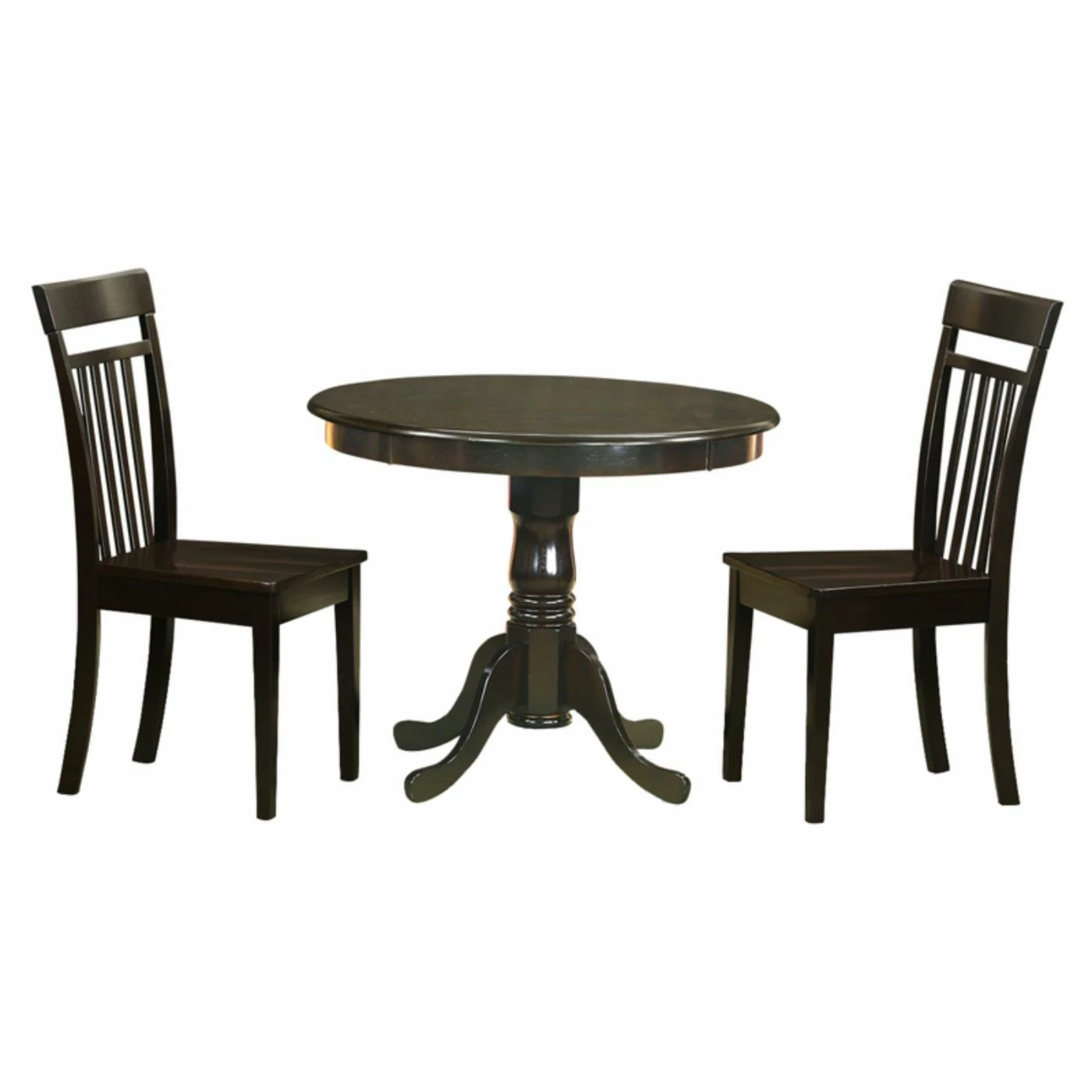 Wholesale ๐ East West Furniture Antique 3 Piece Pedestal Round Dining Table Set With Capri Wooden Seat Chairs ๐ 3 Wholesale ๐ East West Furniture Antique 3 Piece Pedestal Round Dining Table Set With Capri Wooden Seat Chairs ๐