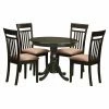 Best deal ⌛ East West Furniture Antique 5 Piece Pedestal Round Dining Table Set With Capri Microfiber Seat Chairs 💯 -Kitchen Sales Store masterEASE193