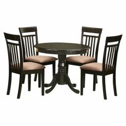 Best deal ⌛ East West Furniture Antique 5 Piece Pedestal Round Dining Table Set With Capri Microfiber Seat Chairs 💯