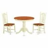 Wholesale 🎉 East West Furniture Antique 3 Piece Pedestal Round Dining Table Set With Dover Wooden Seat Chairs 🌟 -Kitchen Sales Store masterEASE195