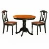 New 🛒 East West Furniture Antique 3 Piece Pedestal Round Dining Table Set With Kenley Faux Leather Seat Chairs 🤩 -Kitchen Sales Store masterEASE197