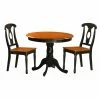 Promo 🧨 East West Furniture Antique 3 Piece Pedestal Round Dining Table Set With Kenley Wooden Seat Chairs ⌛ -Kitchen Sales Store masterEASE198