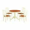 Buy 🔔 East West Furniture Antique 5 Piece Pedestal Round Dining Table Set With Kenley Wooden Seat Chairs ✨ -Kitchen Sales Store masterEASE199