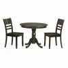 Best Pirce 💯 East West Furniture Antique 3 Piece Pedestal Round Dining Table Set With Fields Wooden Seat Chairs 🎁 -Kitchen Sales Store masterEASE202