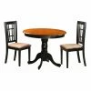 Promo 👏 East West Furniture Antique 3 Piece Pedestal Round Dining Table Set With Nicoli Microfiber Seat Chairs ⌛ -Kitchen Sales Store masterEASE205