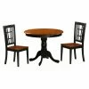 Flash Sale 🎁 East West Furniture Antique 3 Piece Pedestal Round Dining Table Set With Nicoli Wooden Seat Chairs 🎁 -Kitchen Sales Store masterEASE206
