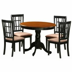Best reviews of 💯 East West Furniture Antique 5 Piece Pedestal Round Dining Table Set With Nicoli Microfiber Seat Chairs 🔔
