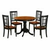 Cheap 🔥 East West Furniture Antique 5 Piece Pedestal Round Dining Table Set With Nicoli Wooden Seat Chairs 🥰 -Kitchen Sales Store masterEASE208
