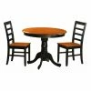 Flash Sale 🎉 East West Furniture Antique 3 Piece Pedestal Round Dining Table Set With Parfait Wooden Seat Chairs 🔥 -Kitchen Sales Store masterEASE210
