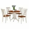Hot Sale 😍 East West Furniture Antique 5 Piece Pedestal Round Dining Table Set With Plainville Wooden Seat Chairs 👍 -Kitchen Sales Store masterEASE216