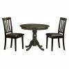 Discount 😉 East West Furniture Antique 3 Piece Pedestal Round Dining Table Set With Faux Leather Seat 💯 -Kitchen Sales Store masterEASE220