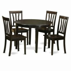 Hot Sale 🎉 East West Furniture Boston 5 Piece Round Dining Table Set With Antique Wooden Seat Chairs 😍