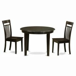 Buy 🥰 East West Furniture Boston 3 Piece Round Dining Table Set With Capris Wooden Seat Chairs 🛒