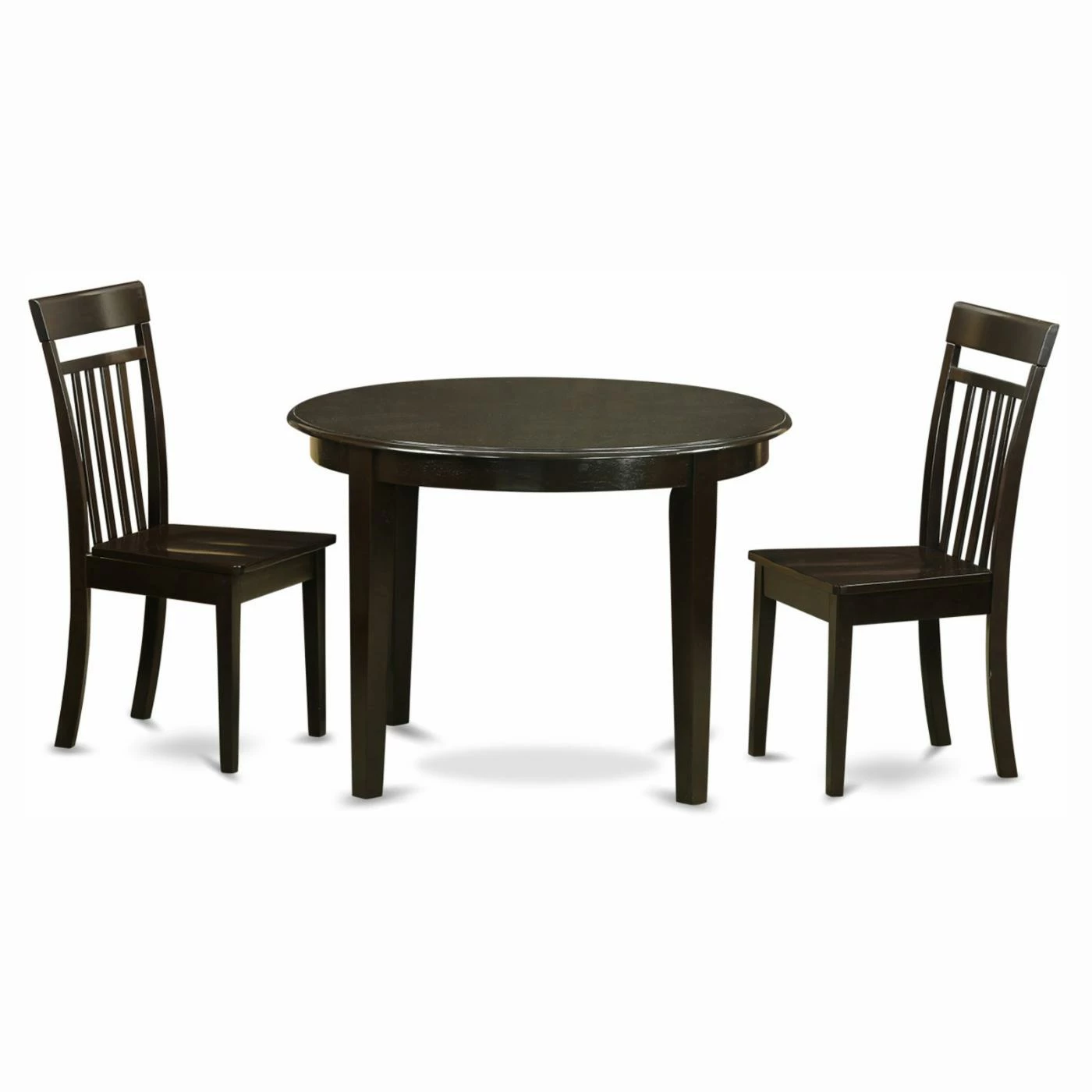 Buy 🥰 East West Furniture Boston 3 Piece Round Dining Table Set With Capris Wooden Seat Chairs 🛒 3 Buy 🥰 East West Furniture Boston 3 Piece Round Dining Table Set With Capris Wooden Seat Chairs 🛒