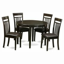 Coupon 🎉 East West Furniture Boston 5 Piece Round Dining Table Set With Capris Faux Leather Seat Chairs ❤️