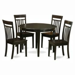 Best reviews of 🔔 East West Furniture Boston 5 Piece Round Dining Table Set With Capris Wooden Seat Chairs 😍
