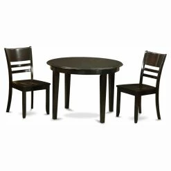 Brand new 👏 East West Furniture Boston 3 Piece Round Dining Table Set With Fields Wooden Seat Chairs ⌛