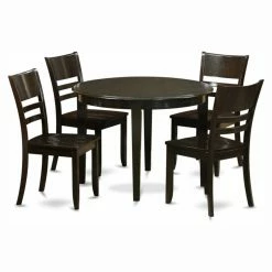 Brand new 👍 East West Furniture Boston 5 Piece Round Dining Table Set With Fields Wooden Seat Chairs 🔥