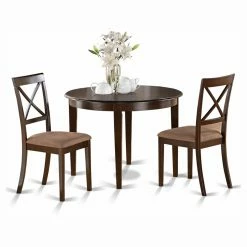 Coupon 😉 East West Furniture Boston 3 Piece Round Dining Table Set With Microfiber Seat Chairs ✔️