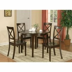 Cheapest 🥰 East West Furniture Boston 3 Piece Round Dining Table Set With Wooden Seat Chairs 🤩