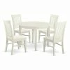 Flash Sale 🧨 East West Furniture Boston 5 Piece Round Dining Table Set With Weston Wooden Seat Chairs 😉 -Kitchen Sales Store masterEASE292