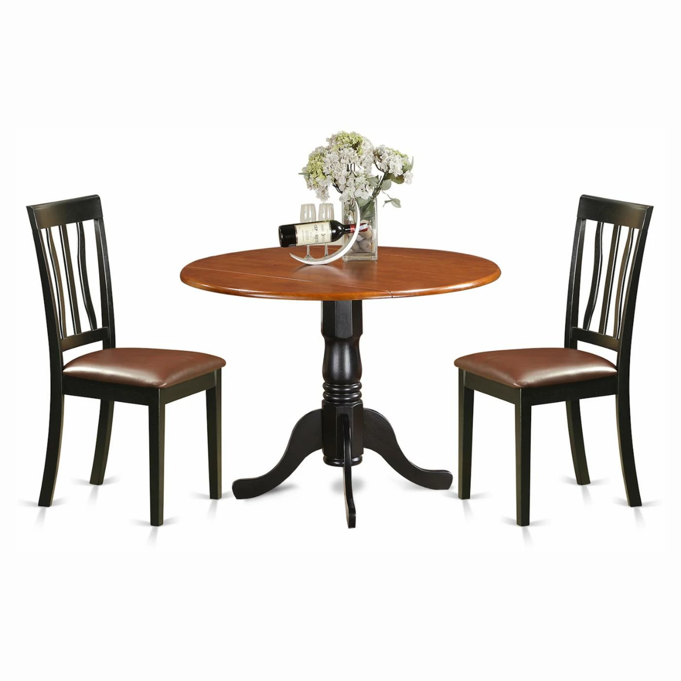 Best deal 😍 Round East West Furniture Dublin 3 Piece Drop Leaf Dining Table Set With Faux Leather Antique Chairs 😍 3 Best deal 😍 Round East West Furniture Dublin 3 Piece Drop Leaf Dining Table Set With Faux Leather Antique Chairs 😍