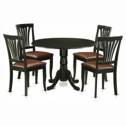 Hot Sale 🔥 East West Furniture Dublin 5 Piece Round Dining Table Set With Avon Faux Leather Seat Chairs ⌛