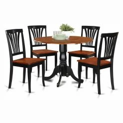 Best deal 😉 Round East West Furniture Dublin 5 Piece Drop Leaf Dining Table Set With Avon Wooden Seat Chairs 🎉