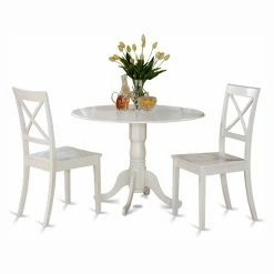 Cheap 🥰 Casual Dining Sets East West Furniture Dublin 3 Piece Drop Leaf Dining Table Set With Boston Wooden Seat Chairs ⭐