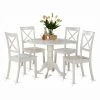 Deals 😍 Round East West Furniture Dublin 5 Piece Drop Leaf Dining Table Set With Boston Wooden Seat Chairs 🤩 -Kitchen Sales Store masterEASE378