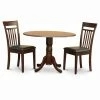Discount 👏 Round East West Furniture Dublin 3 Piece Drop Leaf Dining Table Set With Capri Faux Leather Seat Chairs ⌛ -Kitchen Sales Store masterEASE379