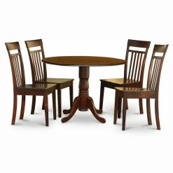 Discount 😀 Kitchen & Dinette Sets East West Furniture Dublin 5 Piece Drop Leaf Dining Table Set With Capri Wooden Seat Chairs 🔥