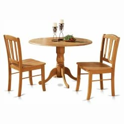 Best deal ❤️ Round East West Furniture Dublin 3 Piece Drop Leaf Dining Table Set ✨