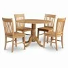 New 😍 Round East West Furniture Dublin 5 Piece Drop Leaf Dining Table Set With Norfolk Wooden Seat Chairs ❤️ -Kitchen Sales Store masterEASE412