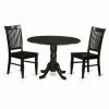 Flash Sale 🤩 Round East West Furniture Dublin 3 Piece Drop Leaf Dining Table Set With Weston Wooden Seat Chairs ✔️ -Kitchen Sales Store masterEASE432
