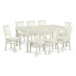 Cheapest 🎁 Rectangle East West Furniture Dover 9 Piece Extension Rectangular Dining Table Set With Groton Wooden Seat Chairs 🛒