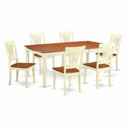 New 😉 Rectangle East West Furniture Dover 7 Piece Extension Rectangular Dining Table Set With Plainview Wooden Seat Chairs 🎁