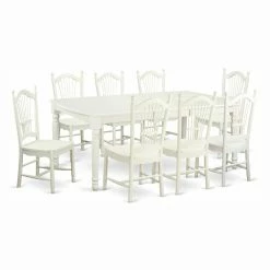 Best Pirce 😉 Rectangle East West Furniture Dover 9 Piece Rectangular Dining Table Set 😉