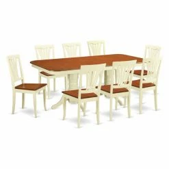 Budget 🔔 Rectangle East West Furniture Kenley 9 Piece Trestle Dining Table Set With Avon Chairs 💯