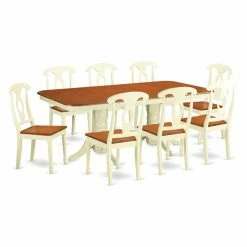 Deals 🤩 Rectangle East West Furniture Kenley 9 Piece Rectangular Trestle Dining Table Set 🔥