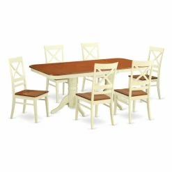 Deals 😍 Rectangle East West Furniture Napoleon 7 Piece Dining Table Set With Quincy Wooden Chairs 😀