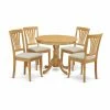 Outlet ✨ Round East West Furniture 5 Piece Lath Back Kitchen Dinette Dining Table Set 🎉 -Kitchen Sales Store masterEASE592