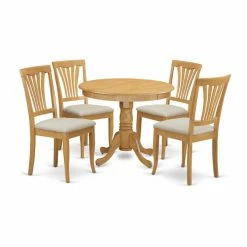 Outlet ✨ Round East West Furniture 5 Piece Lath Back Kitchen Dinette Dining Table Set 🎉