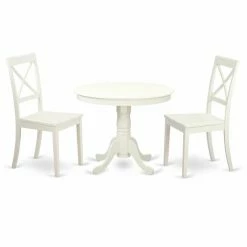 Best deal 😀 Round East West Furniture 3 Piece Crossback Kitchen Dinette Dining Table Set 🎉