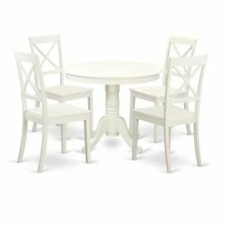 Cheapest 🤩 Round East West Furniture 5 Piece Crossback Kitchen Dinette Dining Table Set 😉